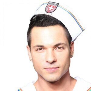 Andrew Christian PRIDE Themed Sailor Hat - White, Black, Red with PRIDE Colors